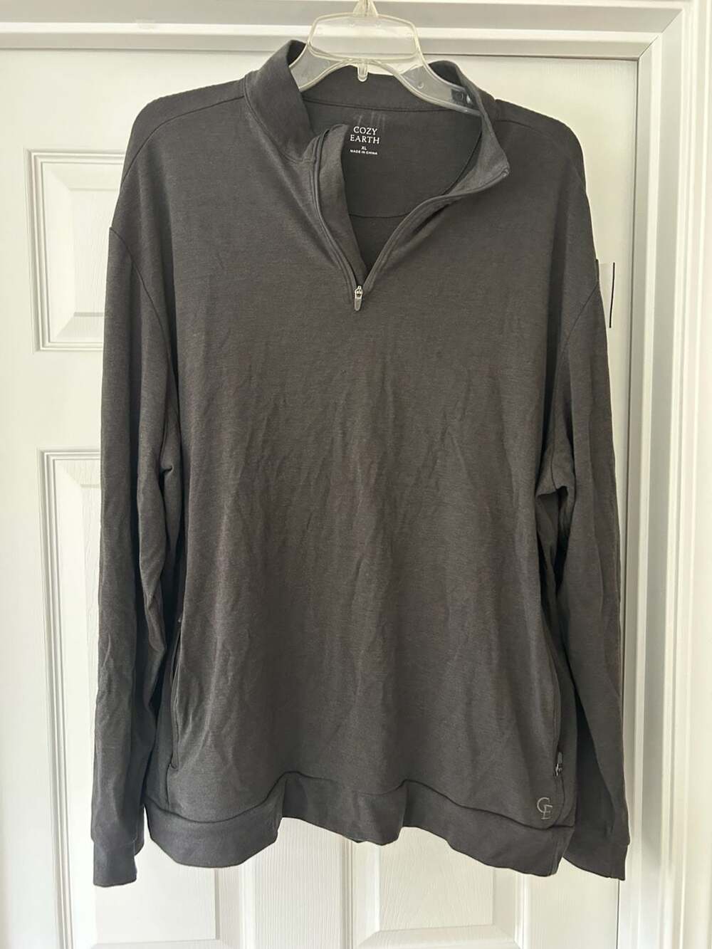 Cozy Earth Men's Quarter Zip Pullover Charcoal Gray Size XL